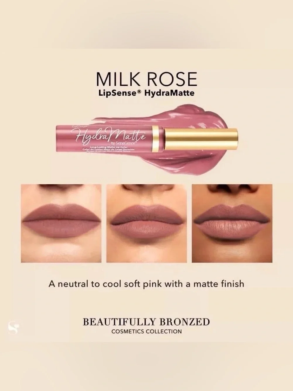 LipSense HydraMatte Milk Rose Long-Lasting Matte Lip Color